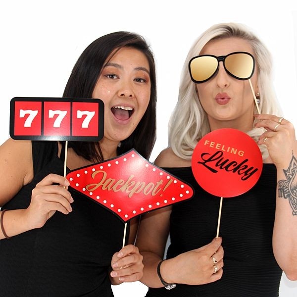 22pcs Funny Casino Themed Photo Booth Party Props on Stick