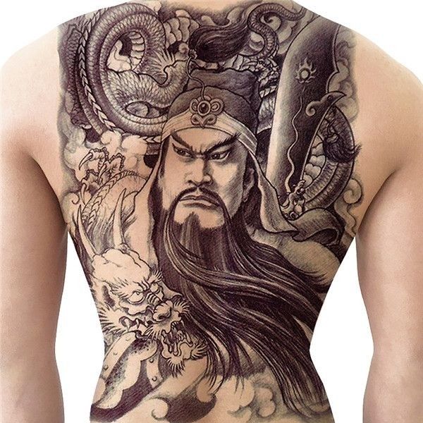 Chinese Emperor Full Back Temporary Tattoo Body Art Transfer No. 2