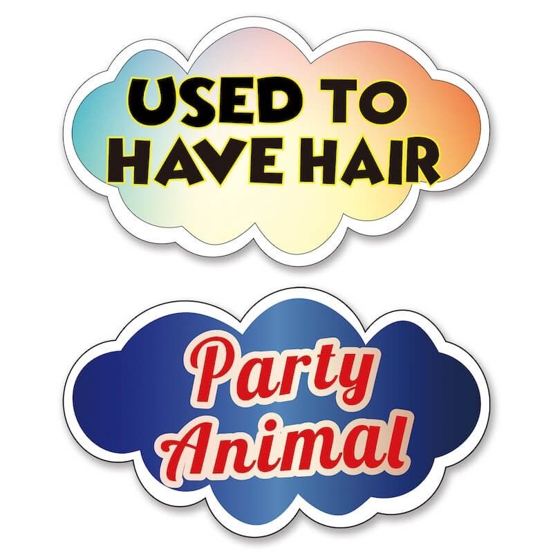 Party Animal & Used To Have Hair, Double-Sided PVC Cloud Photo Booth Word  Board Signs