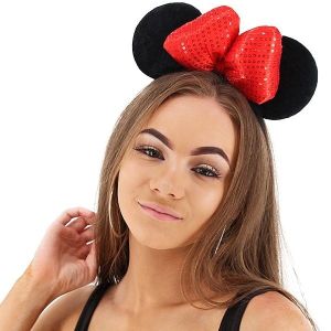 3D Red Sequin Bow Mouse Ears