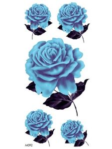 Vibrant Blue Rose Medium Temporary Tattoo Body Art Transfer No. 48