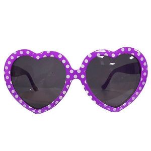 50’s Purple & White Polka Dot Heart Frame Glasses