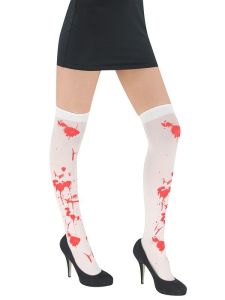 Adult Halloween Stockings - White with Red Bloody Wounds