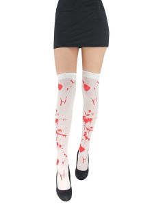 Adult Halloween Stockings - White with Red Bloody Wounds