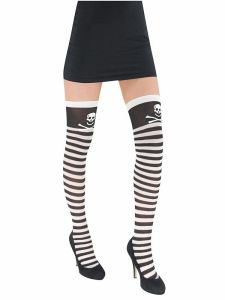 Adult Stockings - Black and White Pirate Stripes