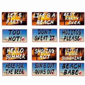 Set of 6 PVC Double-sided Summer Beach Party Photo Booth Props  