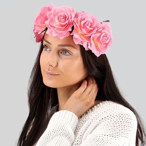 Beautiful Pink With White Garland Flower Headband 