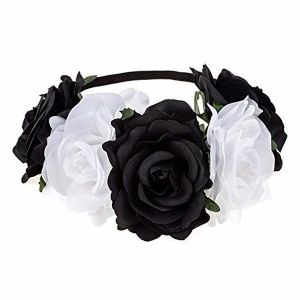 Beautiful Black & White Mix Garland Flower Headband 