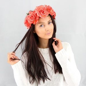 Beautiful Coral Garland Flower Headband 