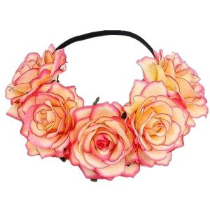 Beautiful Peach With Pink Edges Garland Flower Headband 