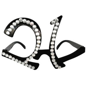 Number-shaped Milestone 21st Birthday Diamante Glasses In Black