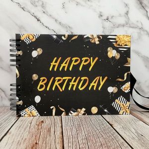 Good Size Black Gift Boxes Happy Birthday Guestbook With Plain Pages