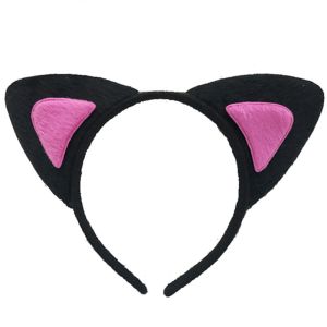 Black Cat With Pink Ear Headband
