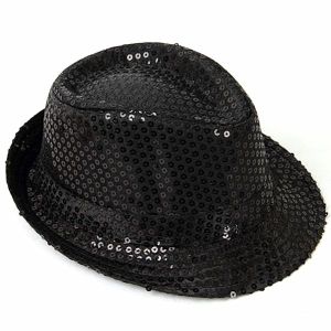 Super Cool Black Sequin Gangster Hat