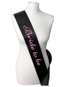 Black With Baby Pink Writing ‘Bride To Be’ Sash