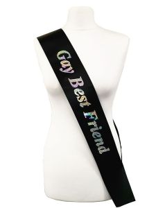 Black With Holographic Silver Foil ‘Gay Best Friend’ Sash