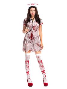 Blood-spattered Nurse Women's Halloween Fancy Dress Costume UK 8