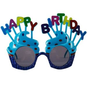 Blue Happy Birthday Cakes With Candles Birthday Glasses