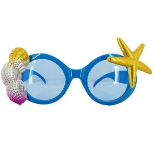 Blue Mermaid Sea Shell and Star Fish Beach Theme Glasses