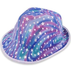 Blue Pastel Mermaid Effect With Silver Star Gangster Hat