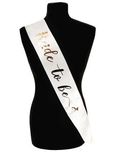 White With Champagne Diamond Ring ‘Bride To Be’ Sash
