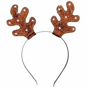 Brown Glitter Reindeer Antlers Christmas Headband