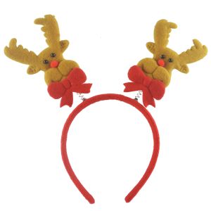 Brown Rudolph Faces with Red Bow Christmas Headband