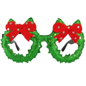 Christmas Wreath with Ribbons Christmas Glasses 