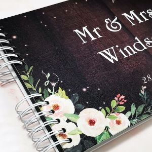 CUSTOM Brown Wood With Pink Roses Guestbook with Different Page Options