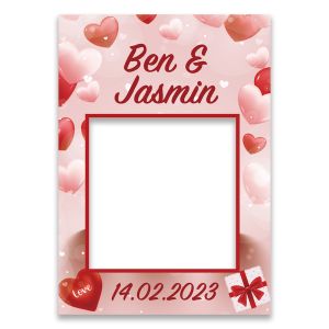 Red And Pink Love Hearts Valentine's Fully Printed Posing Frame 