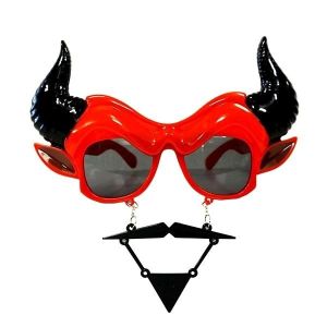 Red Devil With Horns, Moustache and Beard Sunglasses