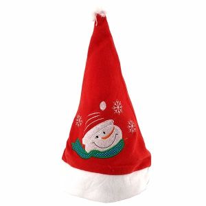Embroidered Snowman Face Christmas Hat 