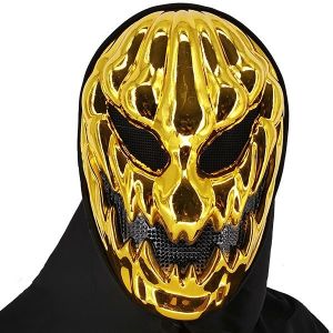 Evil Pumpkin Grim Reaper Style Head Mask Halloween Fancy Dress Costume - Gold