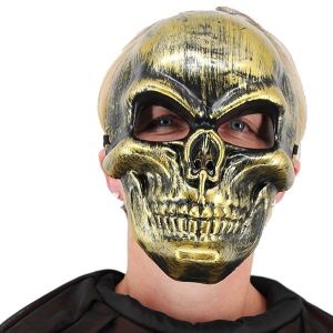 Halloween Fancy Dress Costume Evil Skeleton Face Mask – Gold