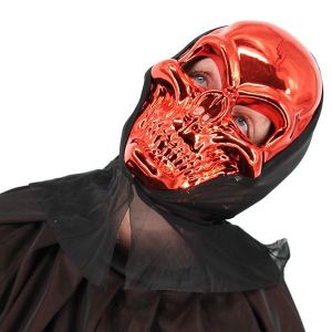 Evil Skeleton Grim Reaper Style Head Mask Halloween Fancy Dress Costume – Red