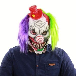 Halloween Circus Clown Mask with Red Hat Mask