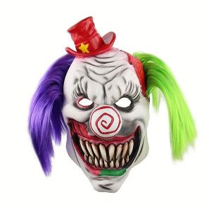 Circus Clown Mask with Hat Halloween Fancy Dress Costume 