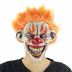 Fiery Evil Clown Mask Halloween Fancy Dress Costume 