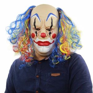 Halloween Grumpy Clown Mask With Colourful Hair