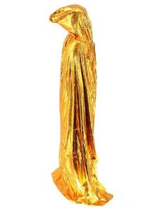 Long Adult Shiny Gold Hooded Cape Cloak Costume