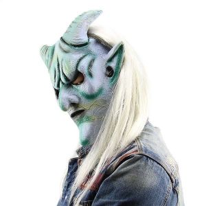 Halloween Blue Evil Horned Demon Devil Mask 
