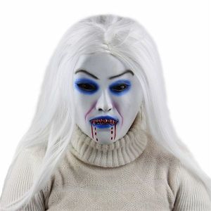 Halloween Pale Vampire Zombie White Hair Mask