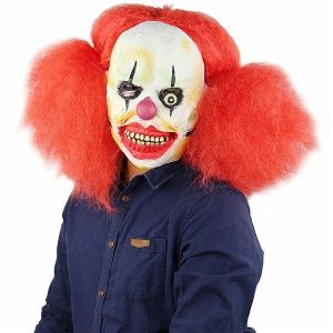 Crazy Afro Clown Mask Halloween Fancy Dress Costume 