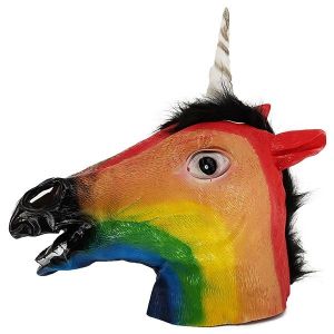 Fancy Dress Costume Rainbow Unicorn Head Mask Props