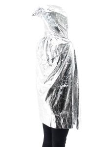 Short Adult Shiny Silver Hooded Cape Cloak Costume