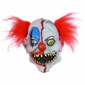 Halloween Two Faced Evil Clown Head Mask 