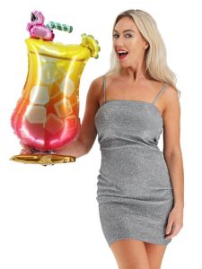 Giant Summer Cocktail With Flamingo Glass Balloon