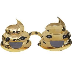Funny Shiny Gold Laughing Poop Sunglasses