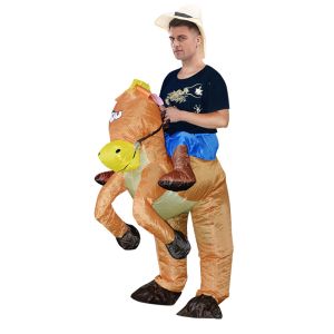 Cowboy Riding on Brown Horse Inflatable Fancy Dress Costume
