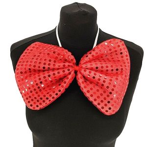Giant Sequin Bow Tie in Red